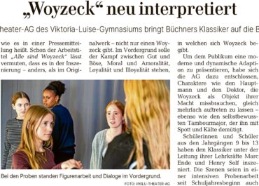 Alle sind Woyzeck! Aufführungen der Theater-AG am 13. & 15.04.26, 19 Uhr